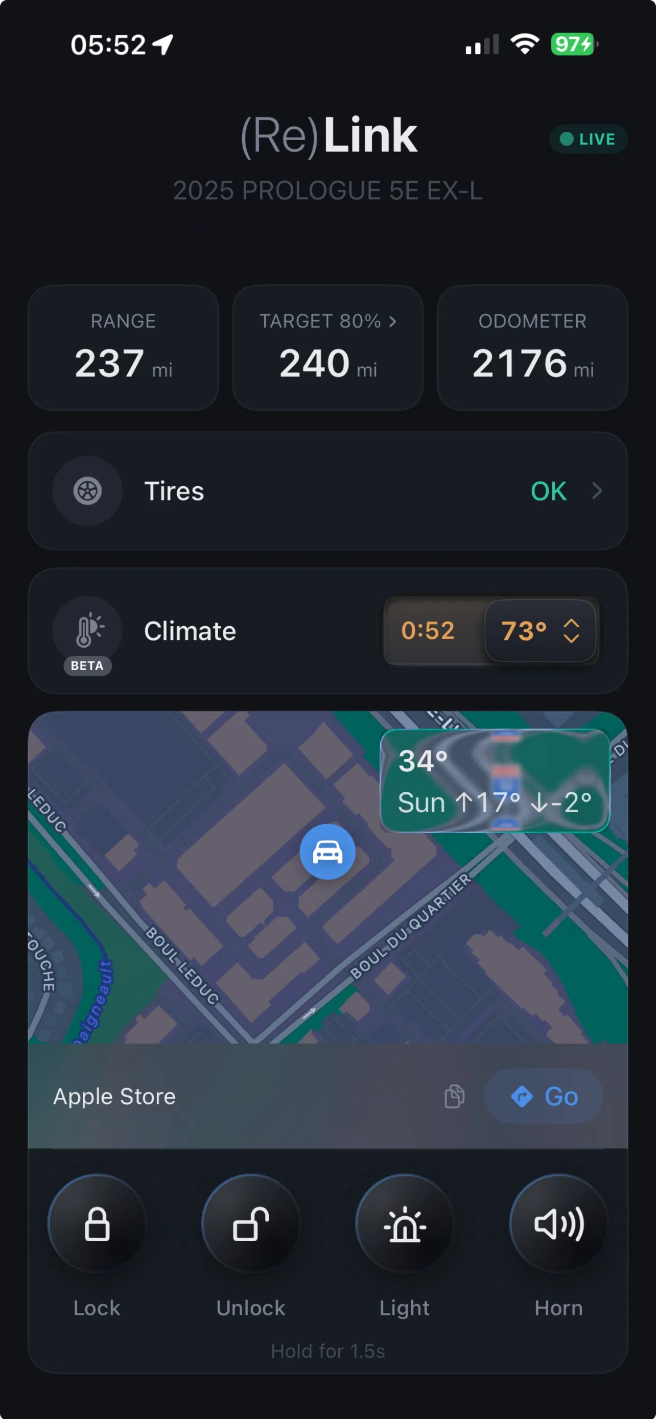 Tire pressure view